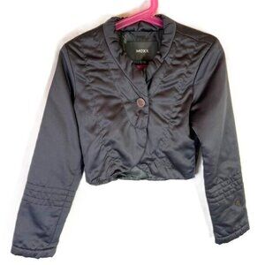 Mexx Spain Girl's Size 7-8 Cropped Jacket Quilted Satin Charcoal Gray
